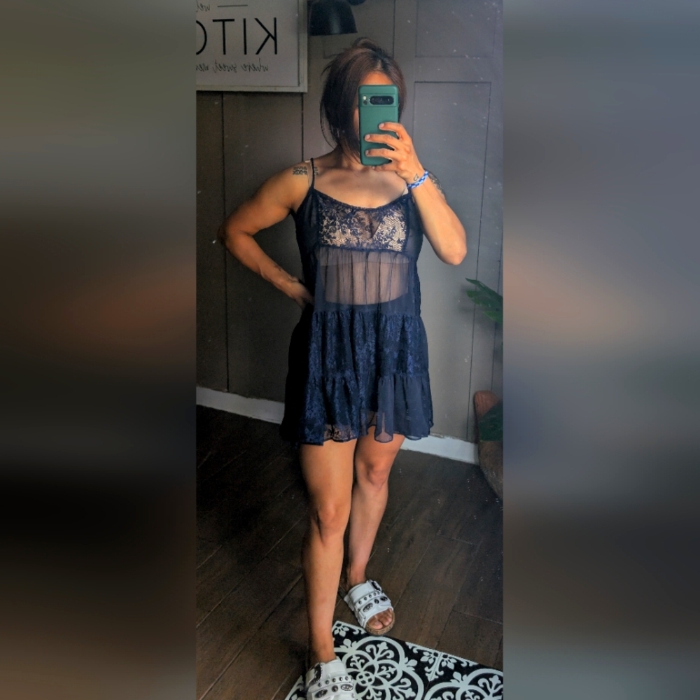 Free People Intimacy Top Lace Style Blue Size Small